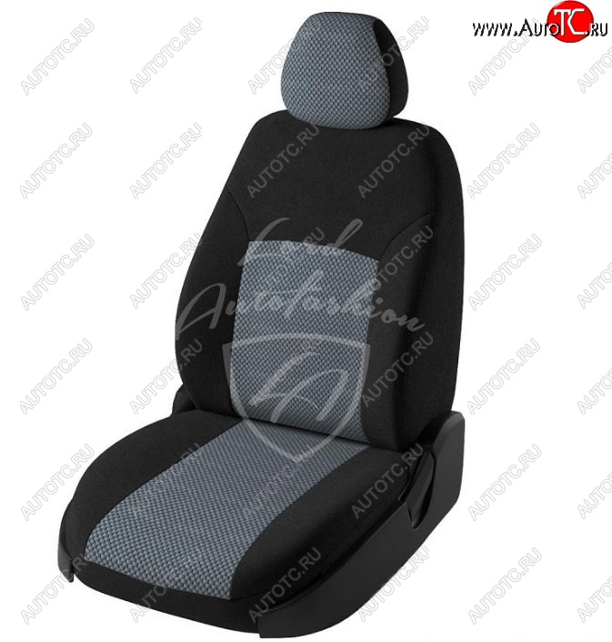 5 399 р. Чехлы для сидений Lord Autofashion Дублин (жаккард) Renault Logan 1 дорестайлинг (2004-2010) (Черный, вставка Стежок серый)  с доставкой в г. Кемерово