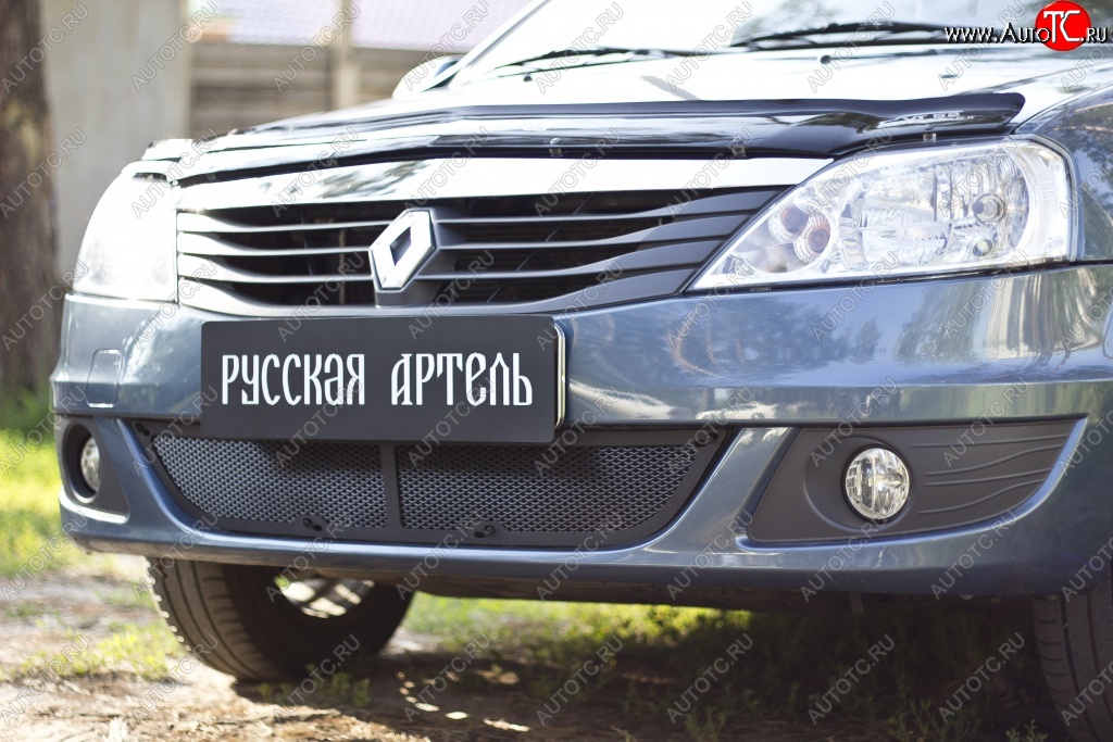 2 299 р. Защитная сетка решетки переднего бампера РА  Renault Logan  1 (2010-2016) рестайлинг  с доставкой в г. Кемерово