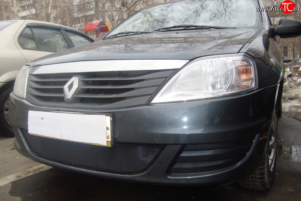 1 229 р. Сетка на бампер Russtal (черная) Renault Logan 1 рестайлинг (2010-2016)  с доставкой в г. Кемерово