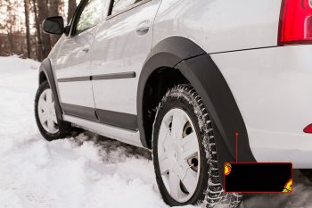 2 749 р. Расширитель арки RA (вылет 10 мм, задний левый) Renault Logan 1 рестайлинг (2010-2016) (Поверхность шагрень)  с доставкой в г. Кемерово. Увеличить фотографию 2