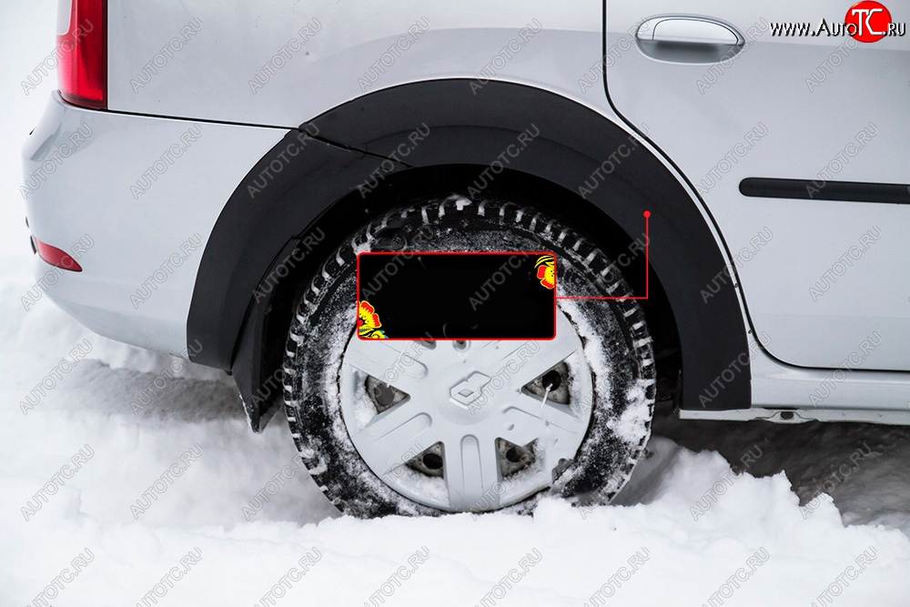 2 749 р. Расширитель арки RA (вылет 10 мм, задний правый) Renault Logan 1 рестайлинг (2010-2016) (Поверхность глянец (под покраску), Неокрашенный)  с доставкой в г. Кемерово