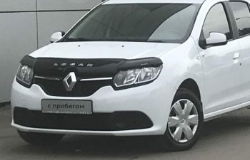 2 199 р. Дефлектор капота CA-Plastic Renault Logan 2 дорестайлинг (2014-2018) (Classic черный, Без надписи)  с доставкой в г. Кемерово. Увеличить фотографию 2