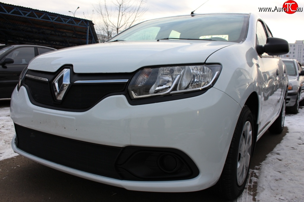 1 469 р. Сетка в решетку радиатора Russtal Renault Logan 2 дорестайлинг (2014-2018) (черная)  с доставкой в г. Кемерово