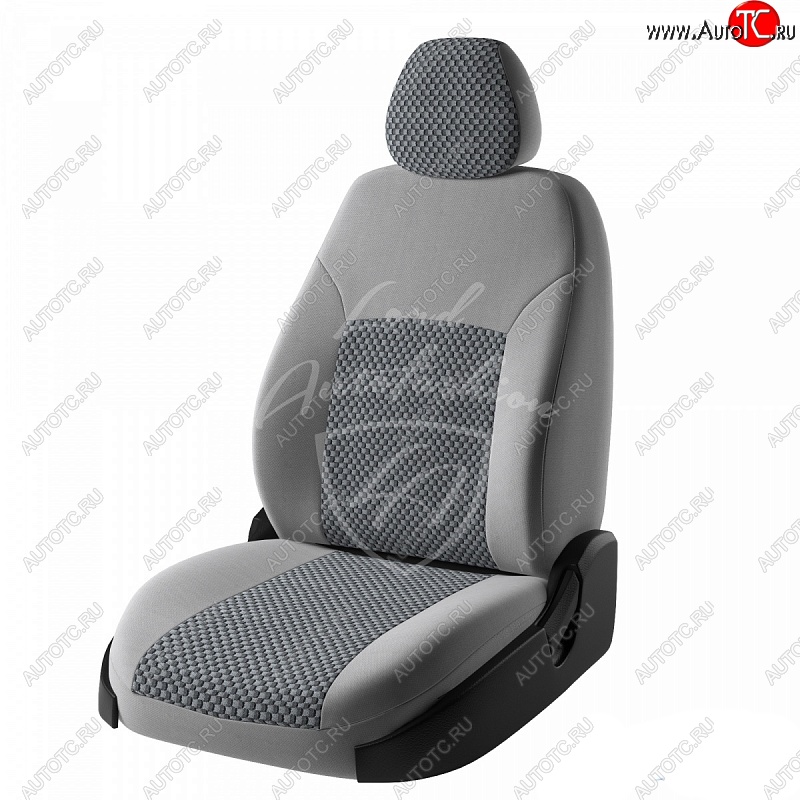 6 499 р. Чехлы для сидений Lord Autofashion Дублин (жаккард, раздельная спинка) Renault Logan 2 дорестайлинг (2014-2018) (Серый, вставка Стежок Серый)  с доставкой в г. Кемерово