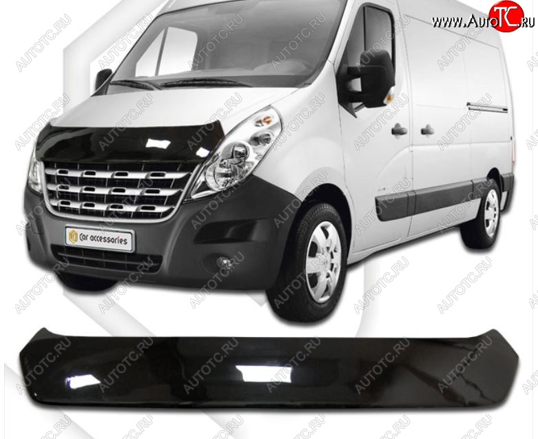 3 199 р. Дефлектор капота CA-Plastic Renault Master FV,JV фургон дорестайлинг (2010-2015) (Classic черный, Без надписи)  с доставкой в г. Кемерово