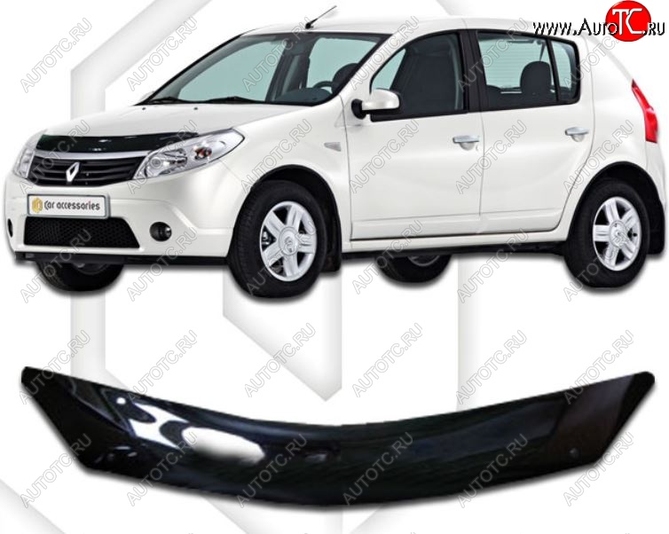 1 899 р. Дефлектор капота CA-Plastic Renault Sandero (BS) (2009-2014) (Classic черный, Без надписи) с доставкой в г. Кемерово Увеличить фотографию 1 1 899 р. Дефлектор капота CA-Plastic Renault Sandero (BS) (2009-2014) (Classic черный, Без надписи) с доставкой в г. Кемерово