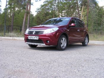 2 099 р. Накладка на передний бампер KART губа  Renault Sandero  (BS) (2009-2014) (Неокрашенная)  с доставкой в г. Кемерово. Увеличить фотографию 1