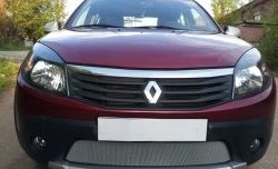 1 539 р. Сетка на бампер Russtal (хром) Renault Sandero Stepway (BS) (2010-2014)  с доставкой в г. Кемерово. Увеличить фотографию 2