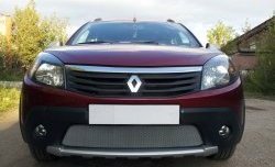 1 539 р. Сетка на бампер Russtal (хром) Renault Sandero Stepway (BS) (2010-2014)  с доставкой в г. Кемерово. Увеличить фотографию 3