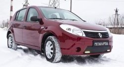 969 р. Зимняя заглушка решетки переднего бампера (с ДХО) РА Renault Sandero (BS) (2009-2014)  с доставкой в г. Кемерово. Увеличить фотографию 3