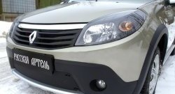 1 299 р. Зимняя заглушка решетки переднего бампера РА  Renault Sandero Stepway  (BS) (2010-2014)  с доставкой в г. Кемерово. Увеличить фотографию 2