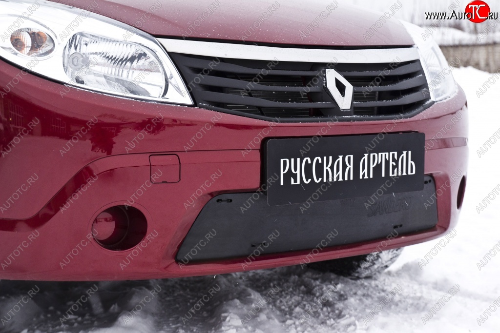 1 339 р. Зимняя заглушка решетки переднего бампера РА  Renault Sandero  (BS) (2009-2014)  с доставкой в г. Кемерово