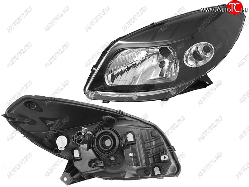 3 689 р. Левая фара (чёрная) SAT Renault Sandero Stepway (BS) (2010-2014)  с доставкой в г. Кемерово