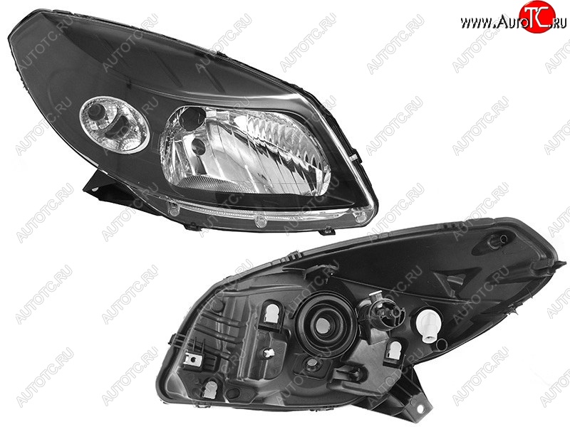 3 689 р. Правая фара (чёрная) SAT Renault Sandero Stepway (BS) (2010-2014)  с доставкой в г. Кемерово
