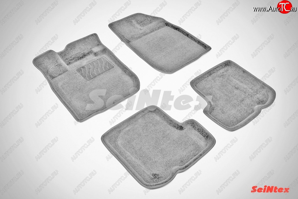 6 699 р. Износостойкие коврики в салон SeiNtex Premium 3D 4 шт. (ворсовые, серые)  Renault Sandero  (BS) (2009-2014)  с доставкой в г. Кемерово
