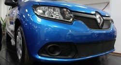 Нижняя сетка на бампер Russtal (черная) Renault Sandero (B8) дорестайлинг (2014-2018)