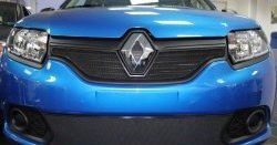 1 469 р. Нижняя сетка на бампер Russtal (черная) Renault Sandero (B8) дорестайлинг (2014-2018)  с доставкой в г. Кемерово. Увеличить фотографию 2