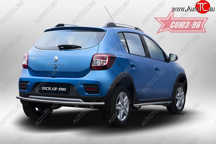 8 099 р. Защита заднего бампера Souz-96 (d42)  Renault Sandero Stepway  (B8) (2014-2018) дорестайлинг  с доставкой в г. Кемерово