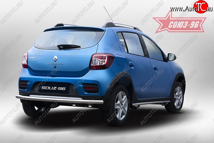 9 449 р. Защита заднего бампера Souz-96 (d60)  Renault Sandero Stepway  (B8) (2014-2018) дорестайлинг  с доставкой в г. Кемерово