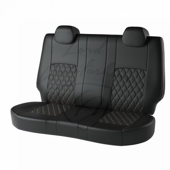9 449 р. Чехлы для сидений Stepway Lord Autofashion Турин Ромб (экокожа) Renault Sandero (B8) дорестайлинг (2014-2018) (Чёрный, вставка чёрная, строчка бежевая)  с доставкой в г. Кемерово. Увеличить фотографию 2