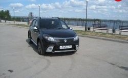 4 249 р. Высокая Накладка Kart на передний бампер  Renault Sandero  (BS) (2009-2014) (Неокрашенная)  с доставкой в г. Кемерово. Увеличить фотографию 3