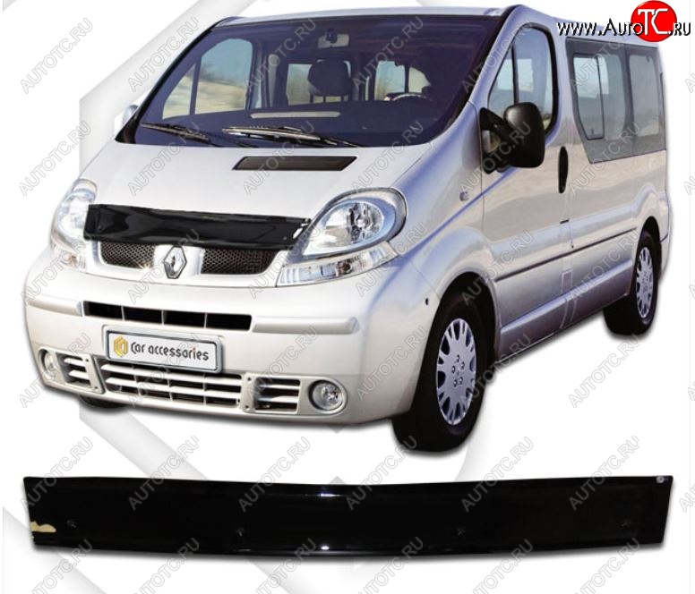 1 839 р. Дефлектор капота CA-Plastic Renault Trafic X83 рестайлинг (2006-2014) (Classic черный, Без надписи)  с доставкой в г. Кемерово