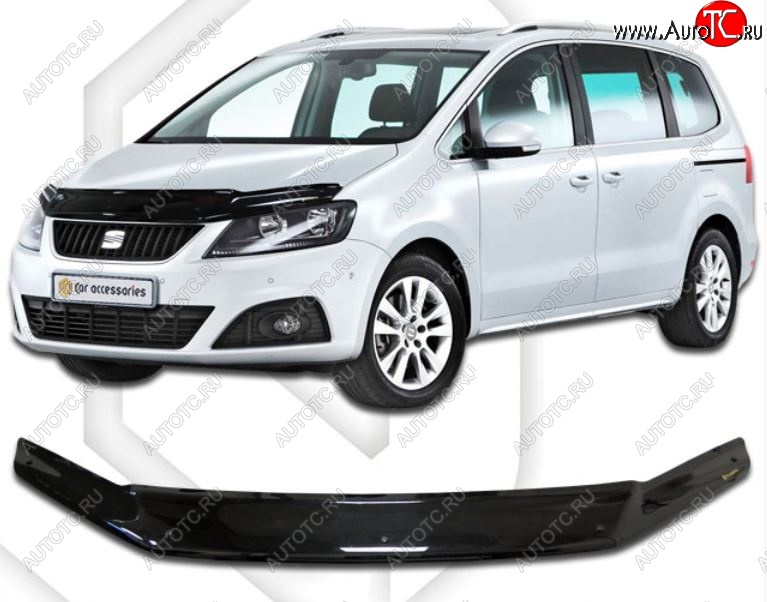 3 199 р. Дефлектор капота CA-Plastic Seat Alhambra 7N рестайлинг (2015-2020) (Classic черный, Без надписи)  с доставкой в г. Кемерово