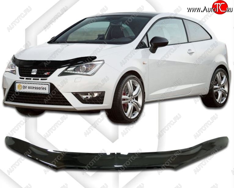 1 899 р. Дефлектор капота CA-Plastic  Seat Ibiza ( 6J,6P хэтчбэк 5 дв.,  6J,6P универсал) (2012-2016)  рестайлинг (Classic черный, Без надписи)  с доставкой в г. Кемерово