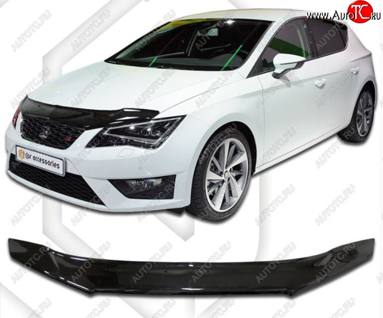 2 159 р. Дефлектор капота CA-Plastic  Seat Leon ( 5F хэтчбэк 5 дв.,  5F) (2012-2016) универсал (Classic черный, Без надписи)  с доставкой в г. Кемерово