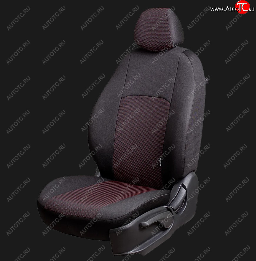 5 949 р. Чехлы сидений Lord Autofashion Дублин (жаккард, 60/40, раздельное заднее сиденье, 3Г-образ. подголовника) Chevrolet Aveo T200 хэтчбек 5 дв (2002-2008) (Чёрный, Ёж красный)  с доставкой в г. Кемерово