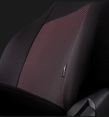 5 949 р. Чехлы сидений Lord Autofashion Дублин (жаккард, 60/40, раздельное заднее сиденье, 3Г-образ. подголовника) Chevrolet Aveo T200 хэтчбек 5 дв (2002-2008) (Чёрный, Ёж красный)  с доставкой в г. Кемерово. Увеличить фотографию 2