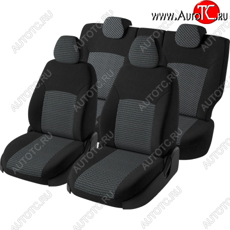 5 799 р. Чехлы сидений Lord Autofashion Дублин (жаккард, 60/40, раздельное заднее сиденье и спинка, 2Г-образ. подголовника) Ford Focus 2 хэтчбэк 3 дв. дорестайлинг (2004-2007) (Чёрный, зигзаг)  с доставкой в г. Кемерово