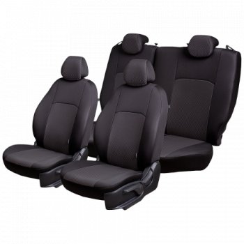 5 299 р. Чехлы сидений Lord Autofashion Дублин (жаккард, 60/40, раздельное заднее сиденье и спинка, подлокотник, отдельный бок, 3Г-образ. подголовника) Geely Emgrand EC7 седан дорестайлинг (2009-2016) (Чёрный, стежок серый)  с доставкой в г. Кемерово. Увеличить фотографию 3