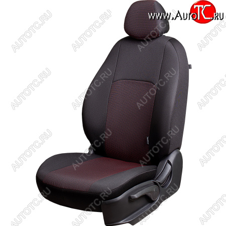 4 389 р. Чехлы сидений Lord Autofashion Дублин (жаккард, 60/40, раздельная спинка, 3Г-образ. подголовника) KIA Soul AM дорестайлинг (2008-2011) (Чёрный, Ёж красный)  с доставкой в г. Кемерово