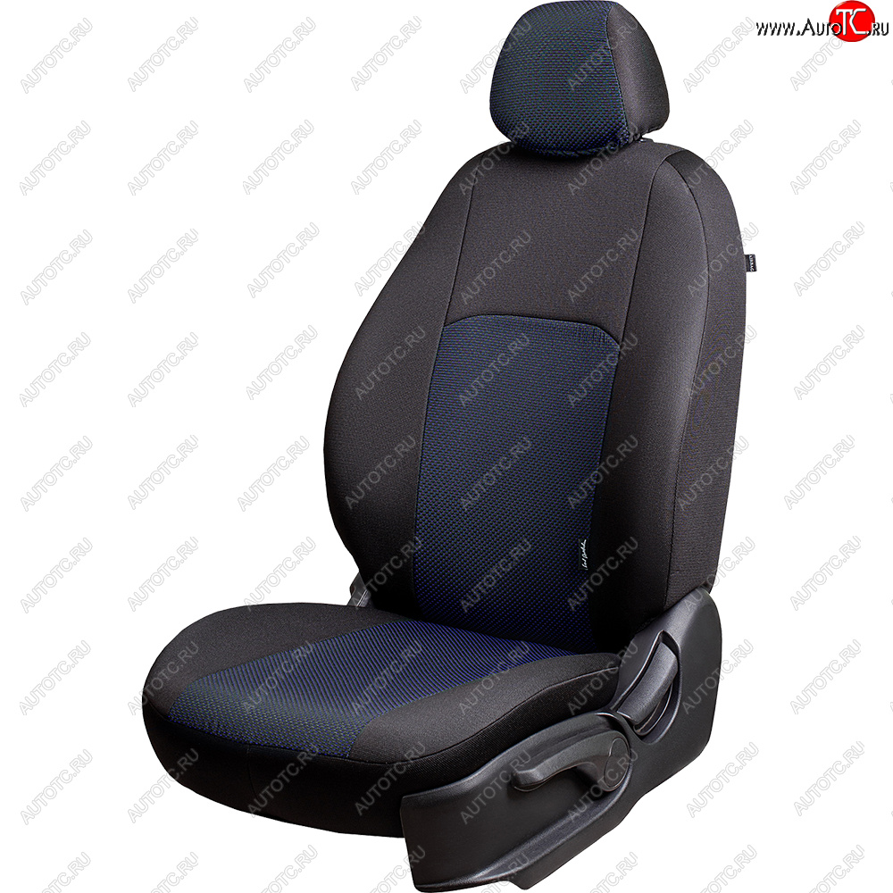 7 549 р. Чехлы сидений Lord Autofashion Дублин (жаккард, 60/40, раздельная задняя спинка, 3П-образ. подголовника)  KIA Spectra (2000-2009) (Чёрный, Ёж синий)  с доставкой в г. Кемерово
