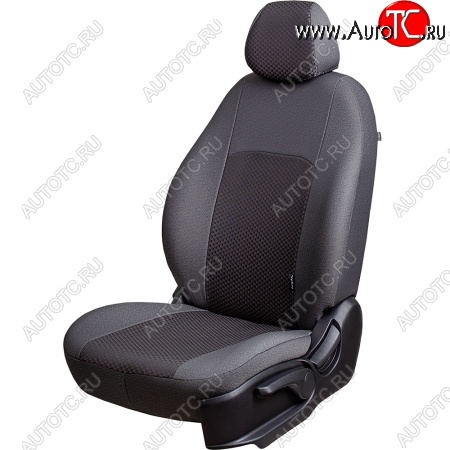 5 649 р. Чехлы сидений Lord Autofashion Дублин (жаккард, 60/40, раздельная задняя спинка, 2Г-образ. подголовника) KIA Rio 3 QB рестайлинг седан (2015-2017) (Серый, стежок серый)  с доставкой в г. Кемерово