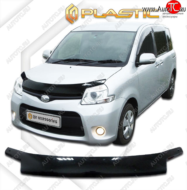 2 199 р. Дефлектор капота CA-Plastic  Toyota Sienta Dice (2011-2015) хэтчбек 5 дв. (серия Classic черный, без хром. молдинга)  с доставкой в г. Кемерово