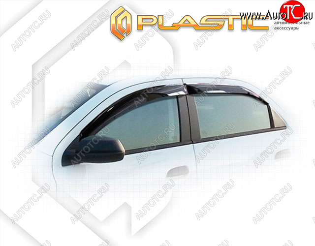 2 079 р. Ветровики дверей CA-Plastic  Chevrolet Cobalt (2011-2023) седан дорестайлинг, седан 1-ый рестайлинг, седан 2-ой рестайлинг (Classic полупрозрачный, Без хром. молдинга)  с доставкой в г. Кемерово