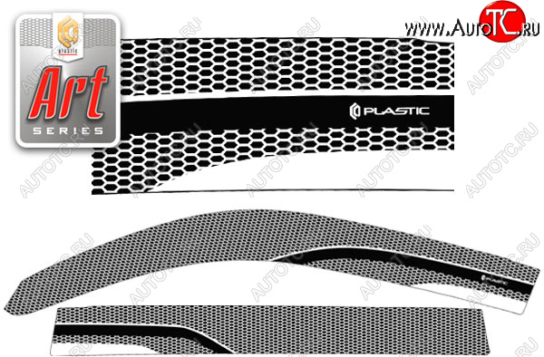 3 299 р. Ветровики дверей CA-Plastic Lexus LX570 J200 дорестайлинг (2007-2012) (Серия Art черная, без хром. молдинга, крепление скотч)  с доставкой в г. Кемерово