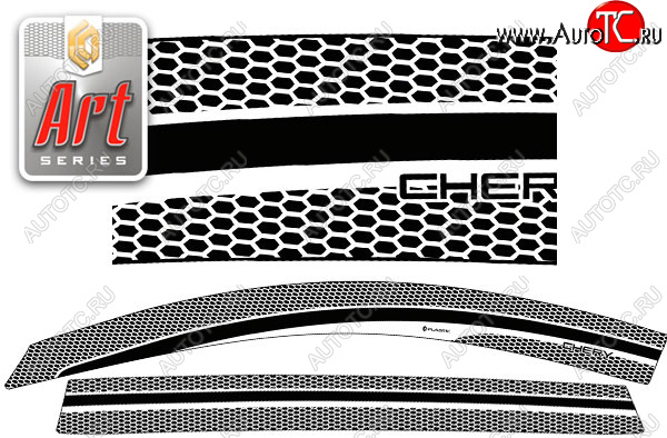 2 399 р. Дефлектора окон CA-Plastic  Chery Tiggo 8 PRO (2021-2025) (Серия Art черная, без хром. молдинга)  с доставкой в г. Кемерово