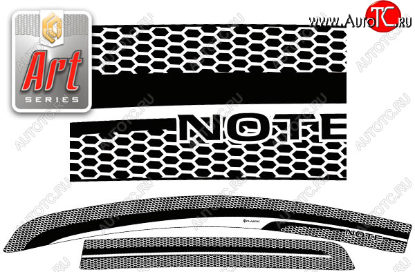 2 159 р. Ветровики дверей CA-Plastic  Nissan Note  2 (2012-2020) E12 дорестайлинг, E12 рестайлинг (Серия Art серебро, без хром. молдинга)  с доставкой в г. Кемерово