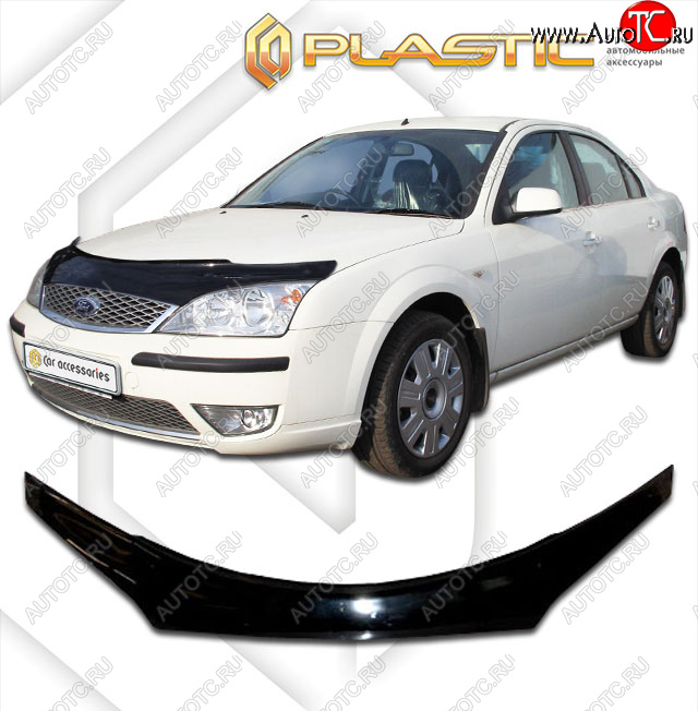 2 399 р. Дефлектор капота (exclusive) CA-Plastic  Ford Mondeo (2000-2007) Mk3,B4Y дорестайлинг, седан, Mk3,B4Y рестайлинг, седан (Classic чёрный, Без надписи)  с доставкой в г. Кемерово