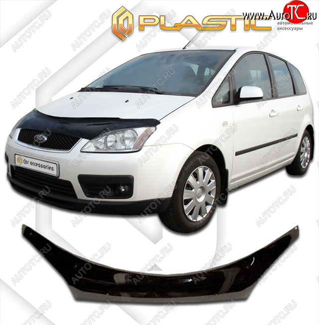 2 559 р. Дефлектор капота (exclusive) CA-Plastic  Ford C-max  Mk1 (2003-2007) доресталинг (Classic чёрный, Без надписи)  с доставкой в г. Кемерово