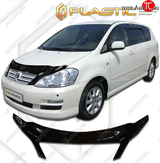 2 799 р. Дефлектор капота CA-Plastic exclusive  Toyota Ipsum  ACM20 (2003-2009) рестайлинг (серия Classic чёрный, Без надписи)  с доставкой в г. Кемерово