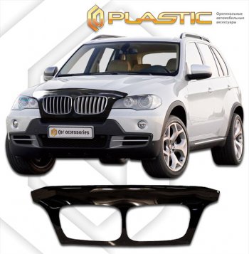 2 599 р. Дефлектор капота (exclusive) CA-Plastic  BMW X5  E70 (2006-2013) дорестайлинг, рестайлинг (Classic чёрный, Без надписи)  с доставкой в г. Кемерово. Увеличить фотографию 1