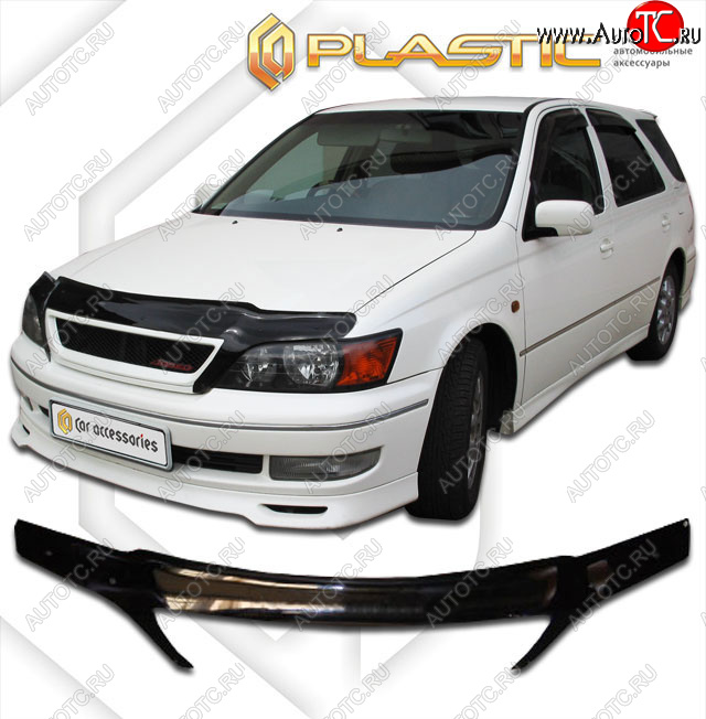 2 559 р. Дефлектор капота (exclusive) CA-Plastic  Toyota Vista Ardeo  V50 (1998-2000) дорестайлинг универсал (Classic чёрный, Без надписи)  с доставкой в г. Кемерово