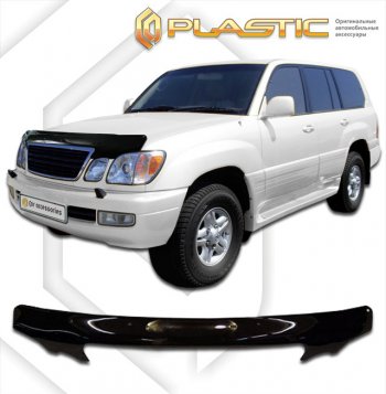 2 399 р. Дефлектор капота CA-Plastic exclusive  Toyota Land Cruiser Cygnus  j100 (1998-2003) дорестайлинг (серия Classic чёрный, Без надписи)  с доставкой в г. Кемерово. Увеличить фотографию 2