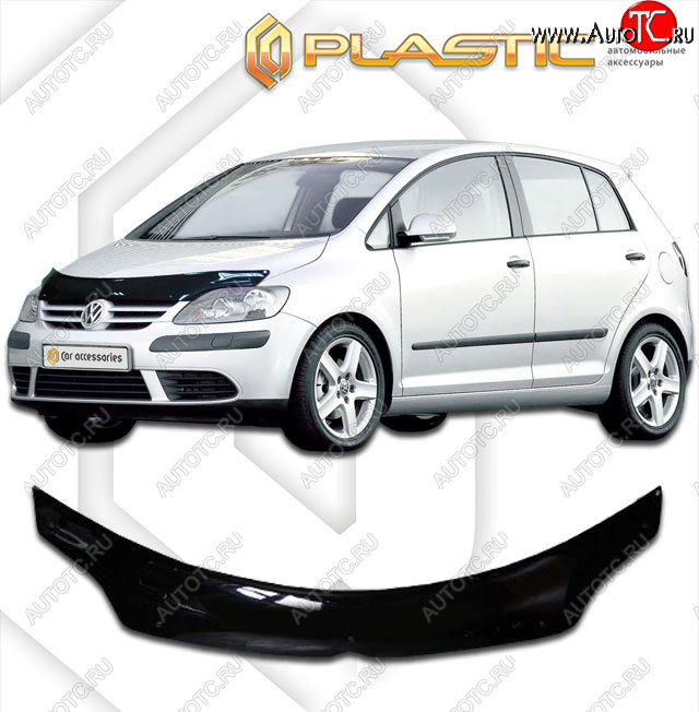 2 399 р. Дефлектор капота (exclusive) CA-Plastic  Volkswagen Golf Plus  5 (2004-2009) (Classic чёрный, Без надписи)  с доставкой в г. Кемерово