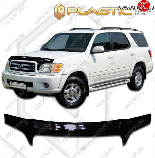 2 799 р. Дефлектор капота (exclusive) CA-Plastic  Toyota Sequoia (2000-2004) XK30, XK40 дорестайлинг (Classic чёрный, Без надписи)  с доставкой в г. Кемерово