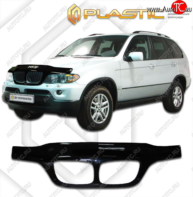 3 099 р. Дефлектор капота (exclusive) CA-Plastic  BMW X5  E53 (2003-2006) рестайлинг (Classic чёрный, Без надписи)  с доставкой в г. Кемерово